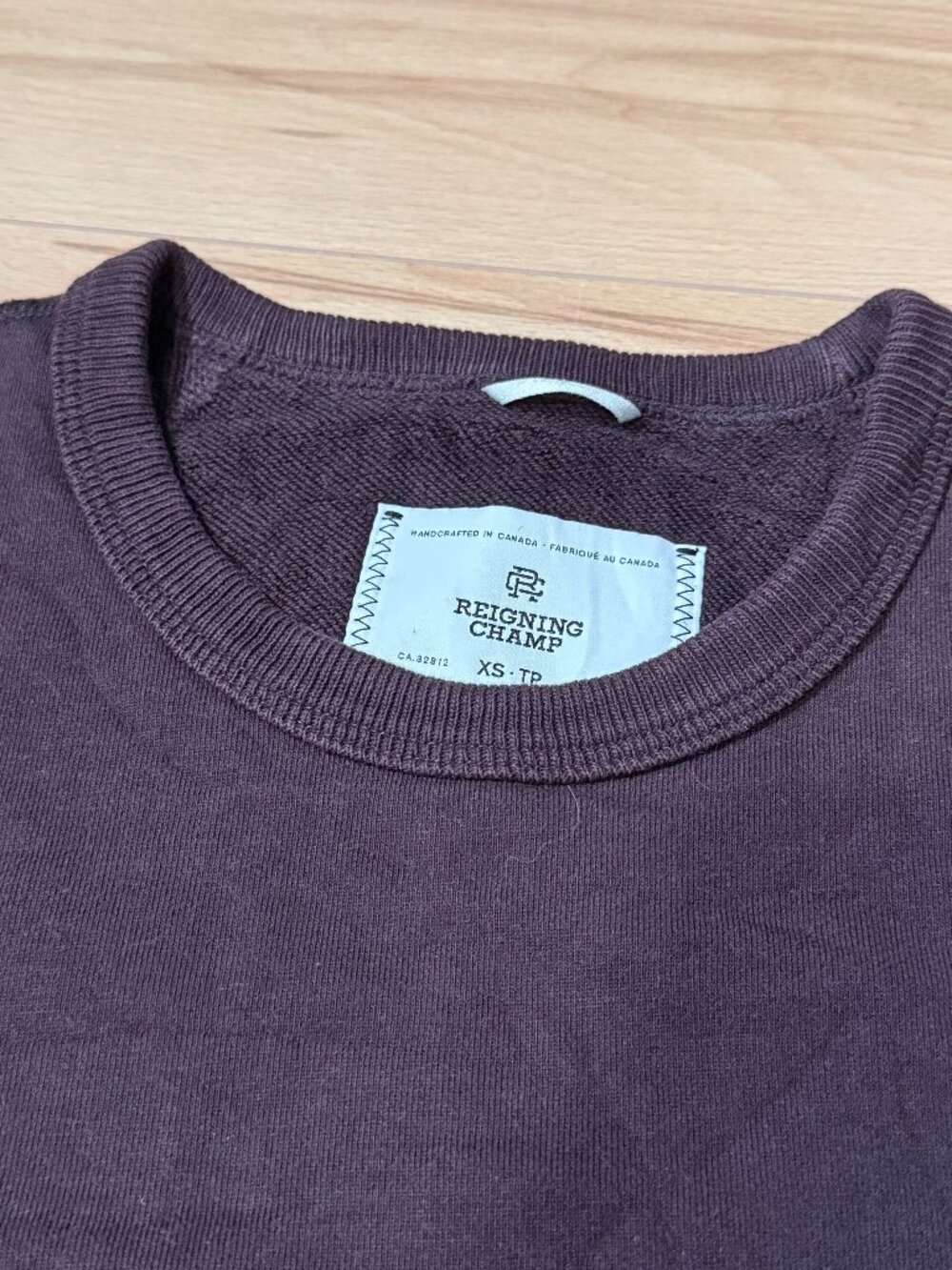 Reigning Champ Midweight French Terry Crewneck Sweatshirt Plum Purple XS